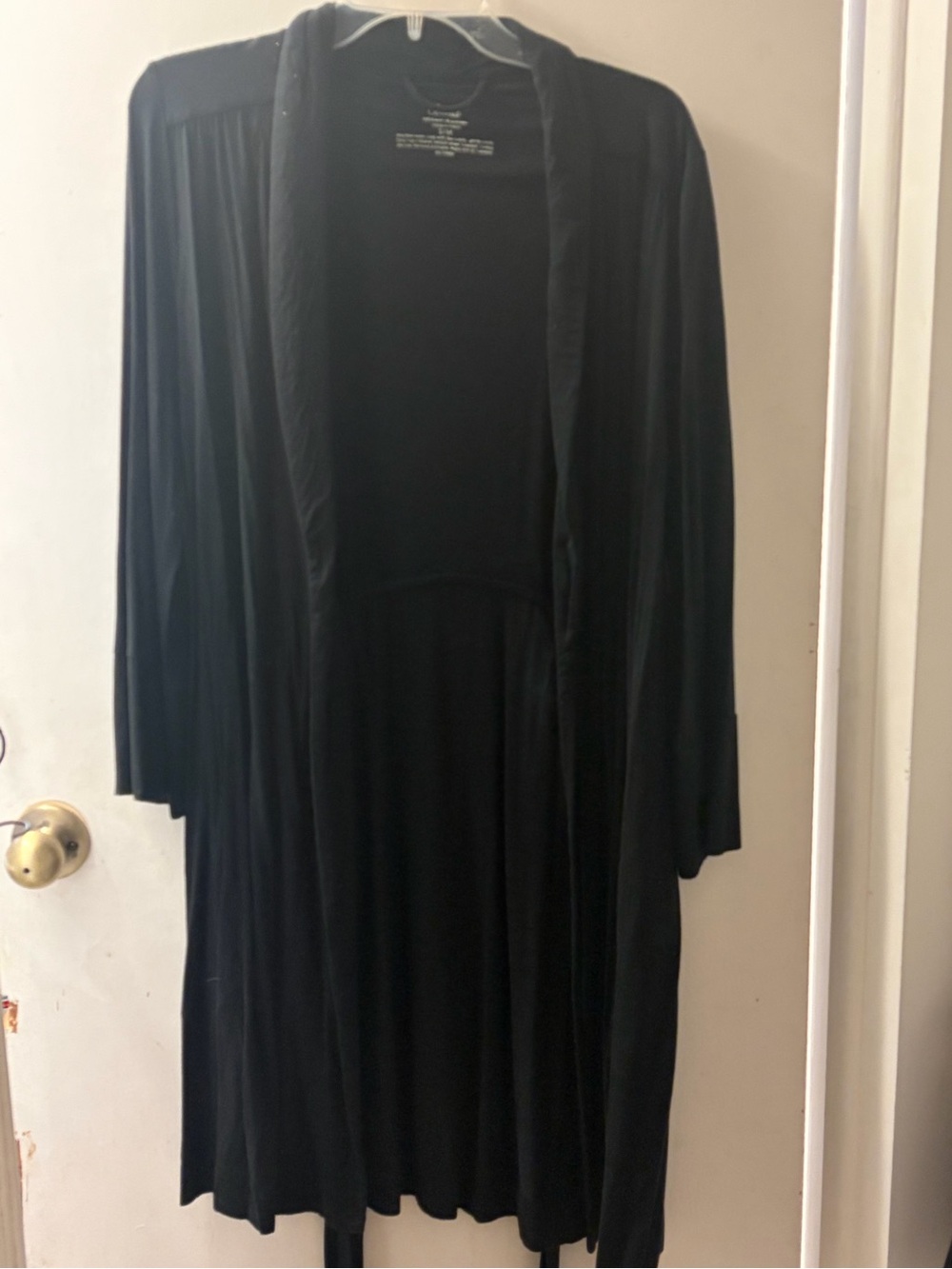 Soma Black Draped Open-Front Robe